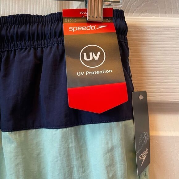 SPEEDO VOLLEY SWIM TRUNK IN BLUE AND GREEN SIZE MEDIUM - Picture 2 of 3